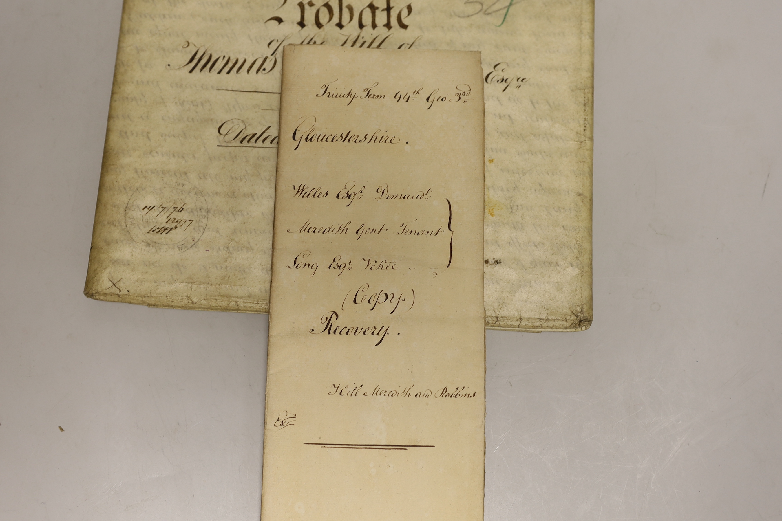 A group of Deeds, Wills, etc, 18th/19th century